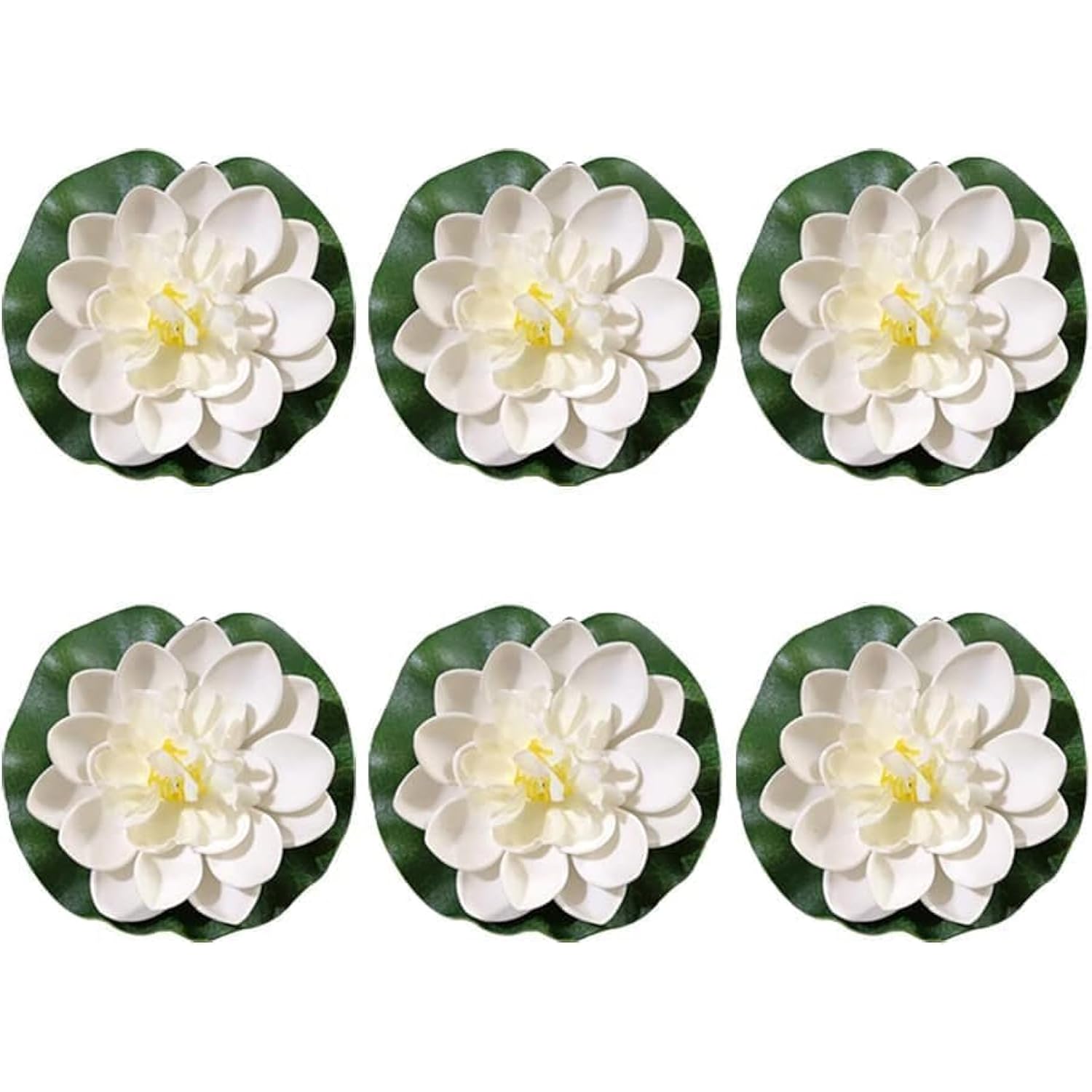 6 Pcs White Artificial Lotus Flowers Large Floating Lotus Flowers Faux Water Lily Fish Pond Artificial Plants With Artificial Lily Pads