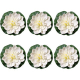 6 Pcs White Artificial Lotus Flowers Large Floating Lotus Flowers Faux Water Lily Fish Pond Artificial Plants With Artificial Lily Pads