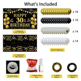 30Th Birthday Decorations Women Men - Black Gold Happy 30Th Birthday Banner, 2 Pcs Birthday Tablecloth, 60 Pcs Latex Confetti Balloons, 30 Years Old Bday Party Supplies Gifts Ideas Him Her
