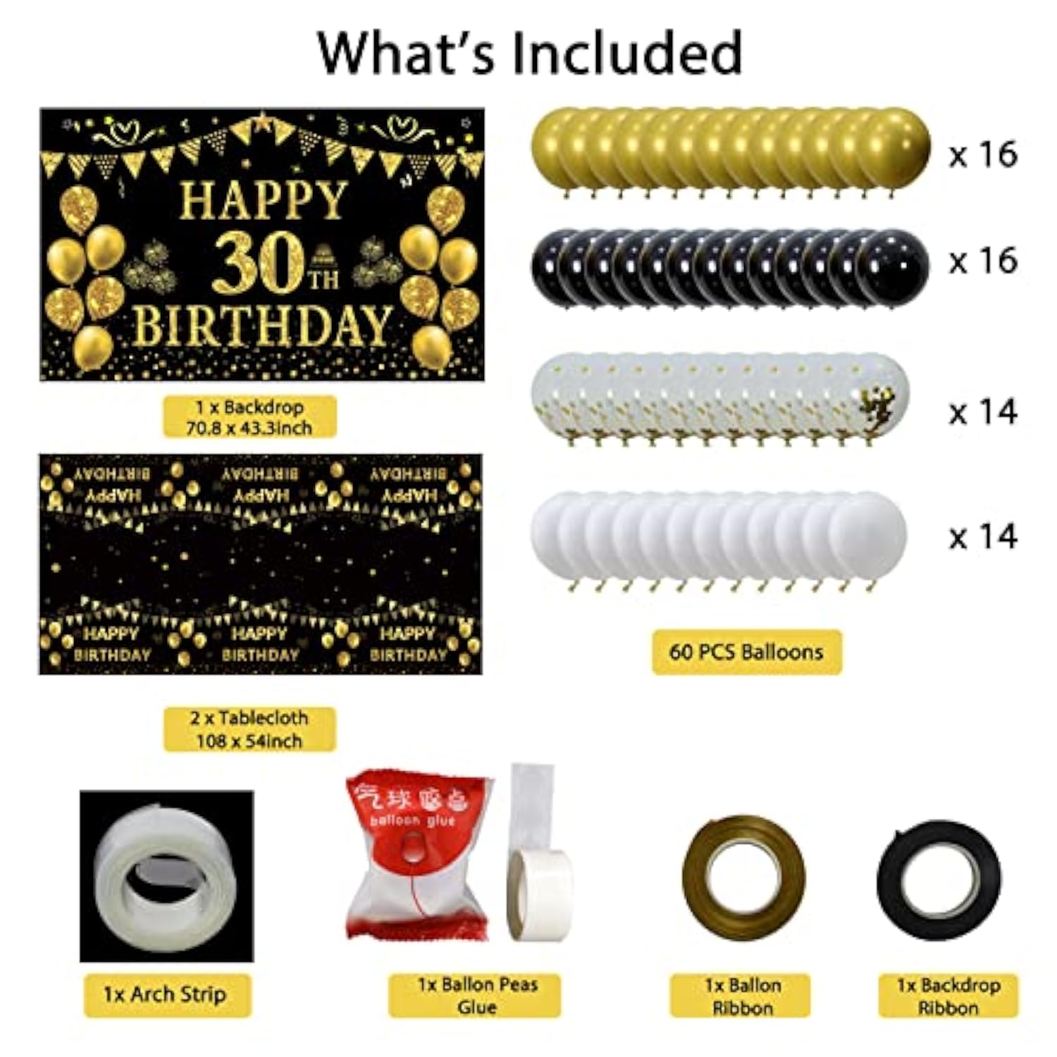 70Th Birthday Decorations Men Women - Black Gold Happy 70 Birthday Bac