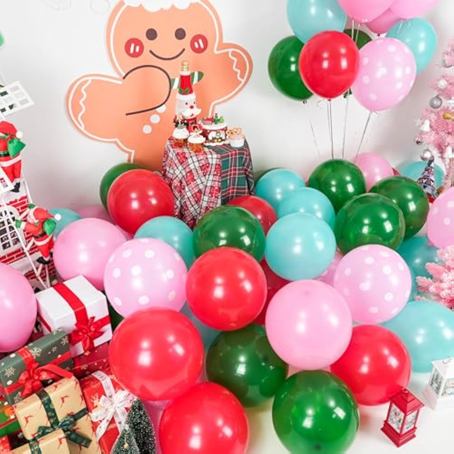 Christmas Balloons Red Pink Green Polka Dot Pearl Party Decoration
