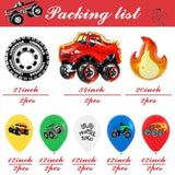 Monster Truck Theme Birthday Party Decorations - Wheels And Fire Balloons, Happy Birthday Truck Shaped Balloons For Girls Boys Baby Shower Wedding Party Supplies