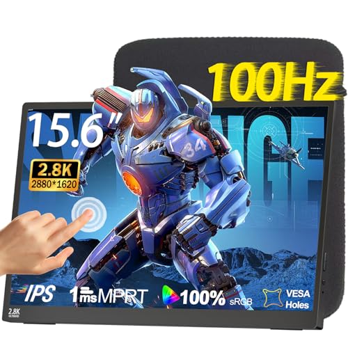 15.6" Portable Monitor Touchscreen, 1080P Fhd Ips Travel Monitor With Tempered Glass, 10-Point Touch, Dual Speakers & Kickstand, Usb-C Hdmi External Monitor For Laptop Macbook Phone Ps5 Switch