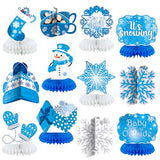 12 Pcs Winter Decorations, Winter Centerpieces Snowman Wonderland Party Supplies Snowflake Honeycomb Wonderland Centerpieces for Table Decorations Supplies