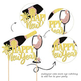 2026 Happy New Year Cake Topper Glitter Fireworks Cheers Party Decoration