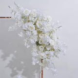 Artificial Cherry Blossom Rose Wedding Arch Flowers, Wedding Welcome Signs Floral Greenery Arrangements, Fake Flower Garland Green Leaves Rose For Home Decor Ceremony Backdrop Decor (Main Flower)