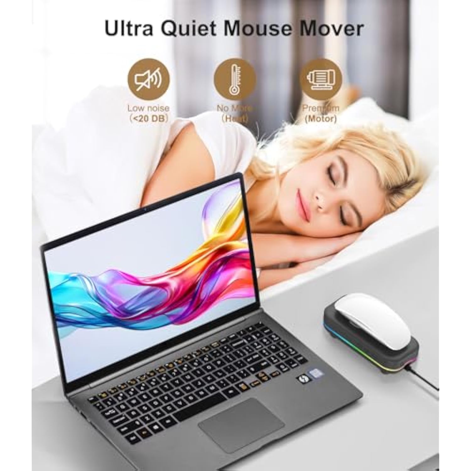 Mouse Jiggler, 100% Undetectable Mover Rgb On/Off Time Adjustable Usb-C Automa