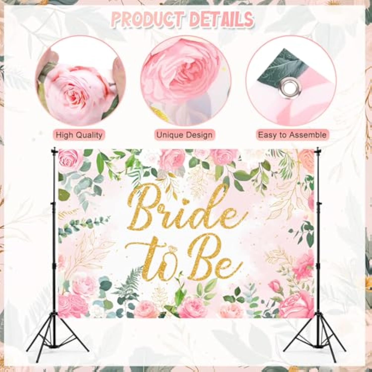 Bachelorette Party Decorations, Rose Gold Bride Shower Decorations Bride To Be Banner Backdrop Veil Sash Confetti Foil Balloons Tassel Paper Pom Poms Photo Props For Engagement Wedding Party Favors