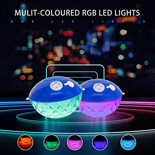 Bluetooth Pool Speaker with Colorful Light, Portable Floating Pool Speaker IP68 Waterproof,Built-in Mic, Floatable Crystal Clear Sound Wireless
