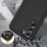 Designed For Samsung Galaxy S23 Plus Case Galaxy S23+ Plus Case 3 In 1 Military Grade Protective Case Cover Silicone Heavy Duty Rugged Shockproof For Galaxy S23 Plus S23+ Plus Phone Case (Black+Black)