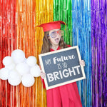 Rainbow Foil Fringe Curtains, 2 Pack Rainbow Party Decorations 3.3X6.6Ft Tinsel Metallic Streamers Holiday Photo Booth Props Backdrop For Birthday Wedding Engagement Bridal Shower