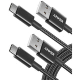 [2-Pack 6ft] USB A to USB C Charger Cable for Samsung, LG, Black (USB 2.0)