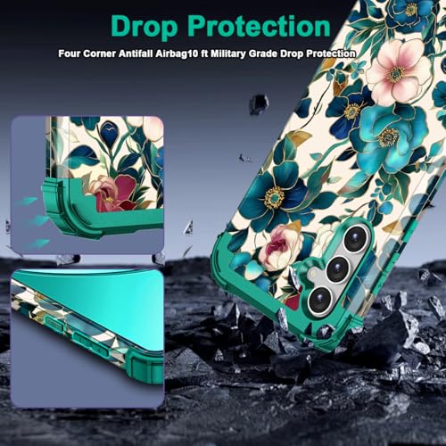 for Galaxy S24 FE Case,Three Layer Heavy Duty Shockproof Protection Hard Plastic+Soft Silicone Full Body Drop Protective Case for Samsung Galaxy S24