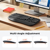 Wireless Ergonomic Keyboard, Wave Keys Firm Wrist Rest For Natural Typing, 2.4G Usb-A Cordless Receiver And Usb-C Adapter, Ergo Computer Keyboard Compatible With Windows/Mac/Pc/Laptop, Black