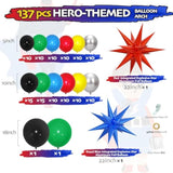 137Pcs Red Blue Yellow Green Black Balloon Arch Garland Kit With Balloons For Birthday, Carnival, Video Game Super Balloons Arch For Themed Party Decorations