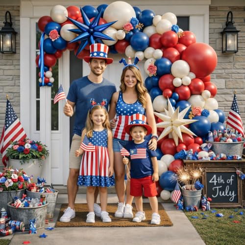 Red White and Blue Balloon Arch Kit,Patriotic Balloon Arch Kit