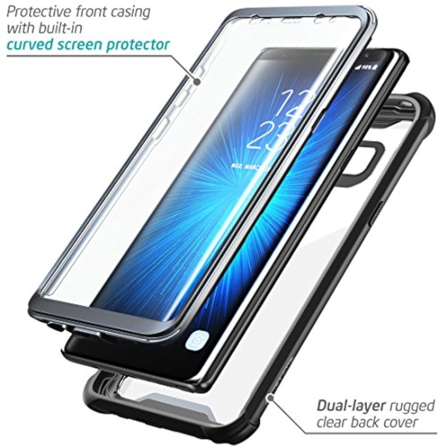 Galaxy Note 8 Ares Series Clear Rugged Bumper Case with Built-in Screen Protector