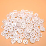 11Mm 200Pcs Sewing Shirt Resin Buttons 4 Holes White Faux Pearl Finish