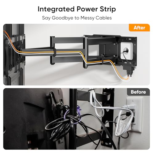 Long Arm TV Wall Mount with 42.9 inch Extension and Power Strip for 60120 Inch TVs, Heavy Duty Full Motion TV Mount,VESA 900x600mm,up to 275