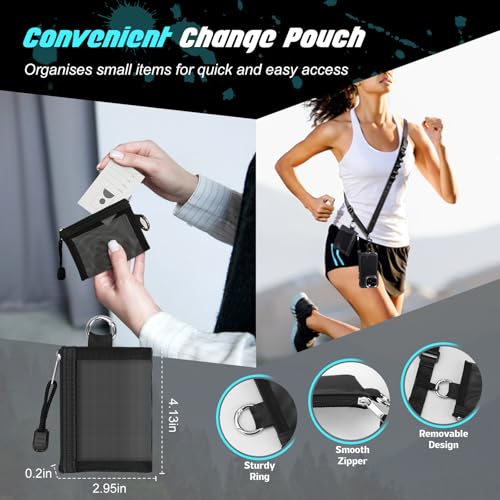 Clip and Go Phone Strap with Wallet, Phone Lanyard Crossbody with Zippered Pouch Adjustable Strap for Phones, Black