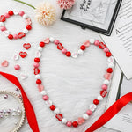 160 Pieces Valentine‘S Day Wooden Bead Heart Wooden Bead Farmhouse Craft Wood Decor Red Pink White Heart Garland For Valentine‘S Day Wedding Diy Crafts Party Decoration