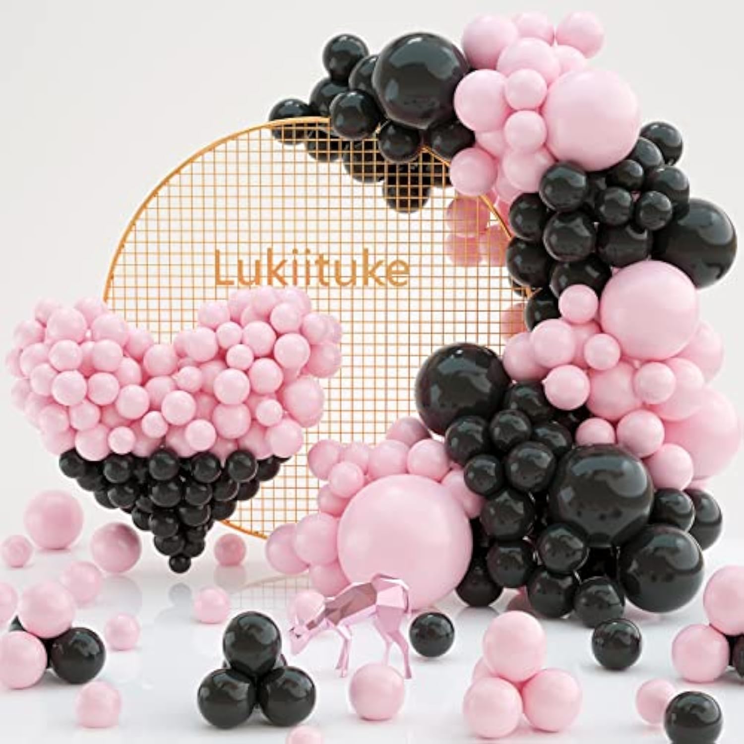 Black & Pastel Pink Balloon Arch Kit: 104 Piece Party Decoration