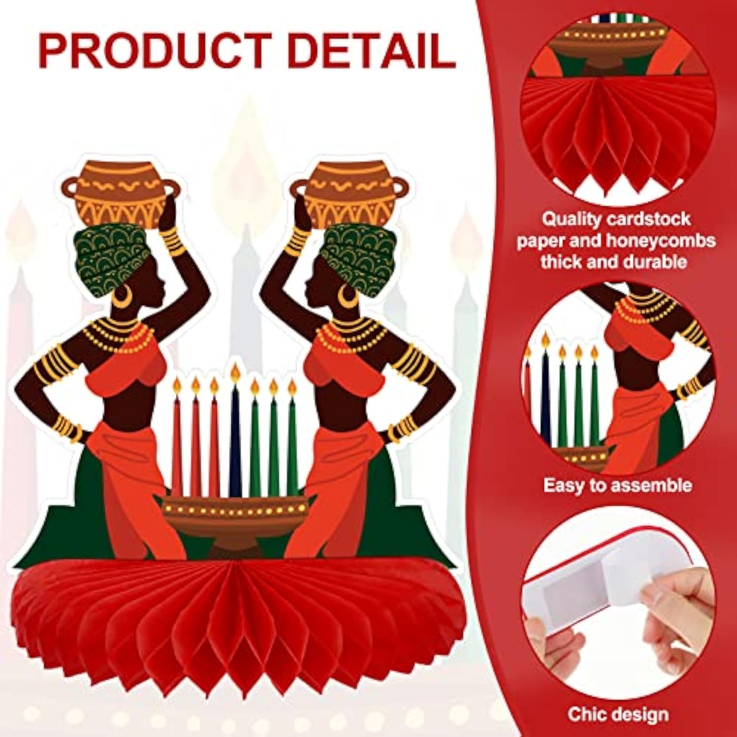 12 Pieces Kwanzaa Decoration Happy Kwanzaa Honeycomb Centerpieces Afri