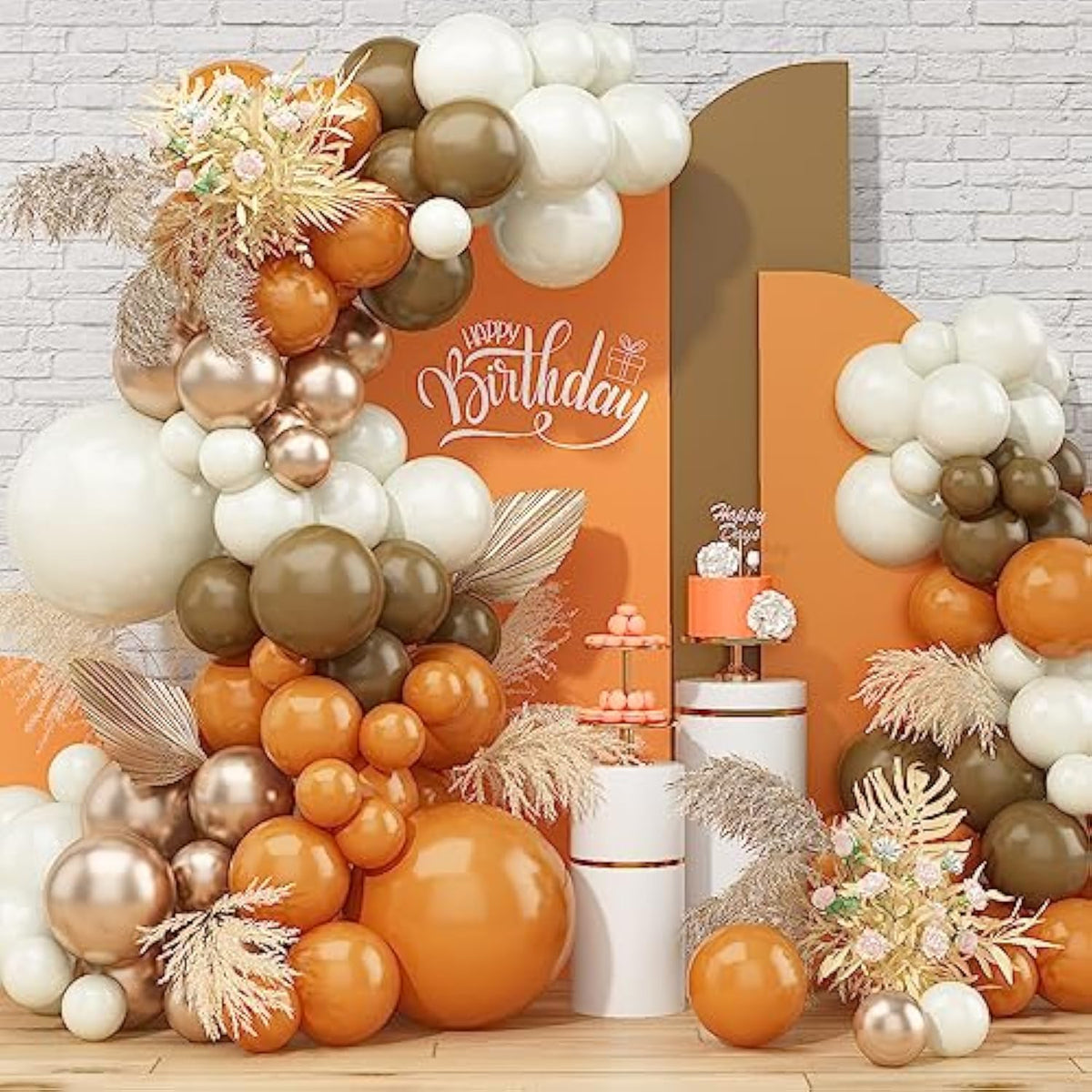 97pcs Orange Balloon Arch Kit White Gold Beige Brown Garland for Fall Party Decorations