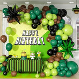 Green And Brown Balloon Arch Garland Kit With Brown Black Dark Lime Green Balloons For Jungle Video Game Theme Baby Shower Birthday Party Decorations