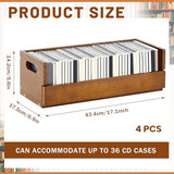 4 Set Wooden CD Storage Box Holder Shelf Cassette Tape Display Racks with Carrying Handles, Organizer Shelf for Movie Cases, DVDs, Each Set Can Store