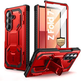 i-Blason Armorbox for Samsung Galaxy Z Fold 7 Case with Stand [Tempered Glass Screen Protector] [Hinge Protection] Full-Body Heavy Duty Rugged Shockproof Protective Case for Z Fold 7 (Red)