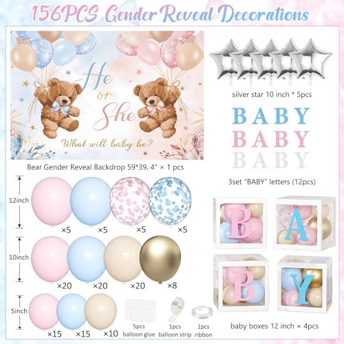 Bear Gender Reveal Decorations for Boy or Girl Bear Theme Party