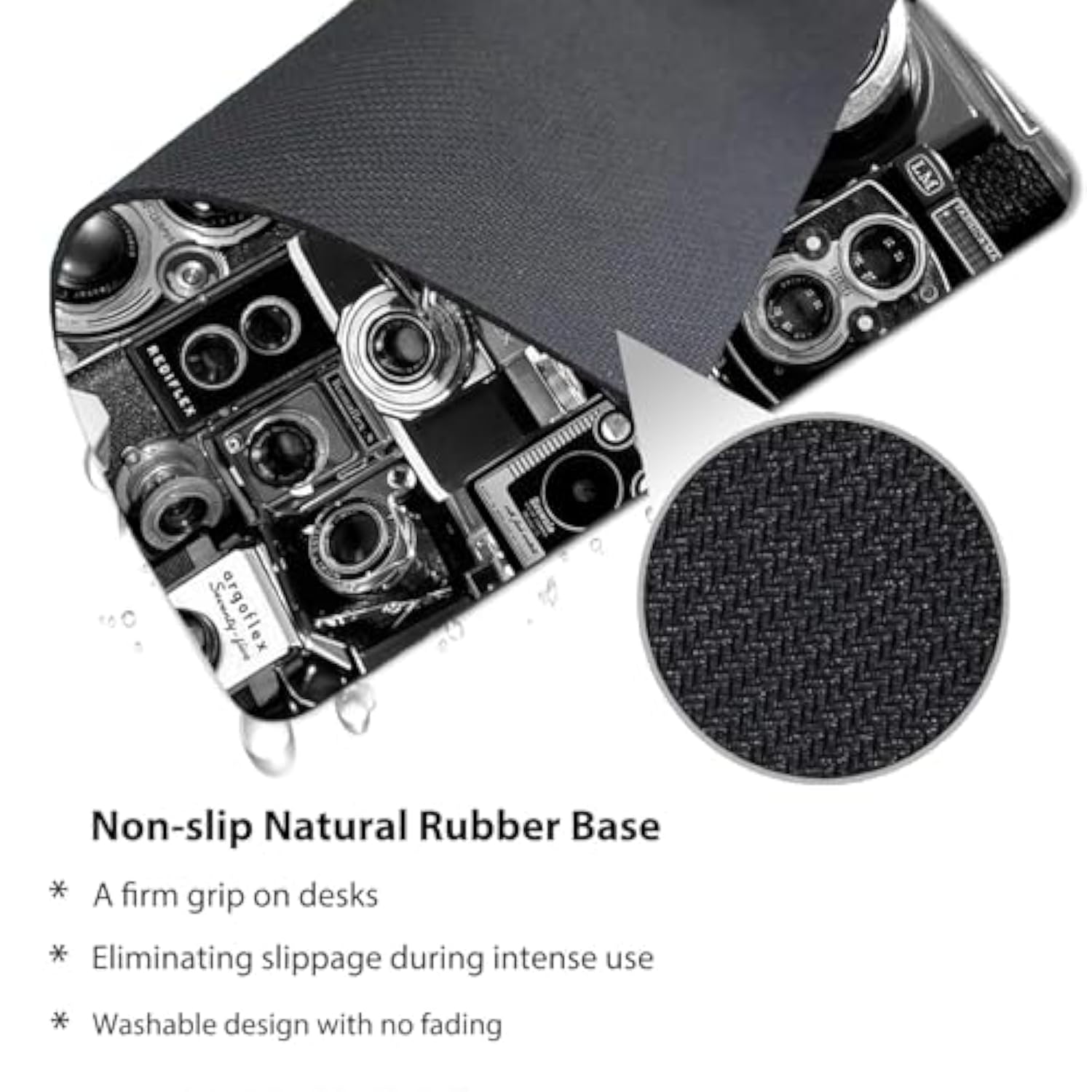 Retro Cool Camera Collection Print Art Mouse Pad, Unique Cool Design Vintage Camera Montage Mouse Pads