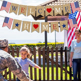 Pre-Strung Welcome Home Banner Burlap Patriotic Decor for Military Homecoming