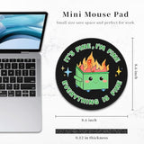 2 Pack Dumpster On Fire Mouse Pad, Funny Cute Mousepad For Desk Accessories, Small Round Mouse Pad For Wireless Mouse Gaming Computer Laptop, This Is Fine Home Office Supplies Decor