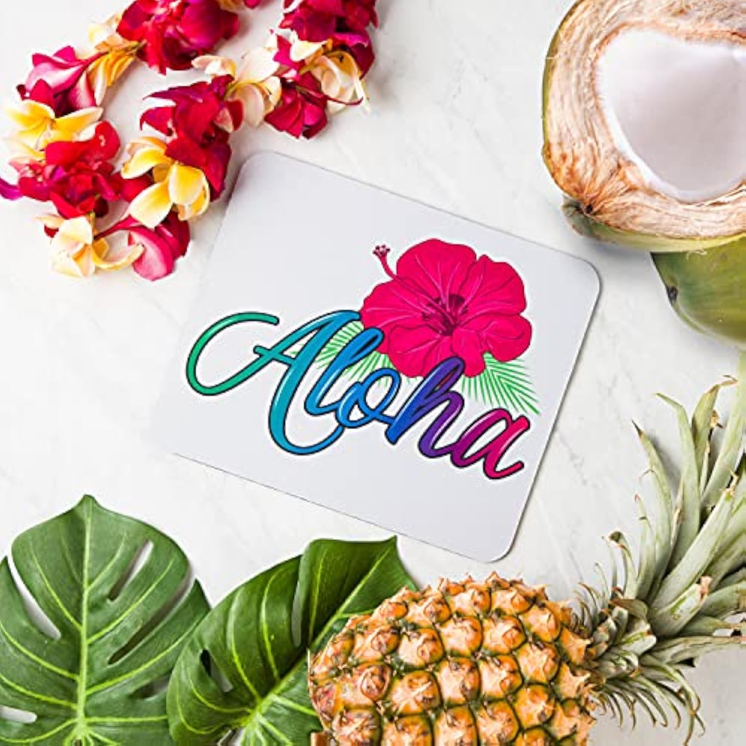 Aloha Mouse Pad Mousepad Tropical Flower Print Mouse Mat Mouse Pad Office Mousemat Rectangular Mousemat Hawaii Hawaiian Tropical Hibiscus Print Mousepad