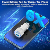 [Apple Mfi Certified] Iphone Fast Car Charger, 48W Dual Port Usb C Power Delivery All Metal Car Adapter With 2 Pack Lightning Cable, Pd/Qc 3.0 Type C Rapid Car Charging For Iphone/Ipad/Airpods