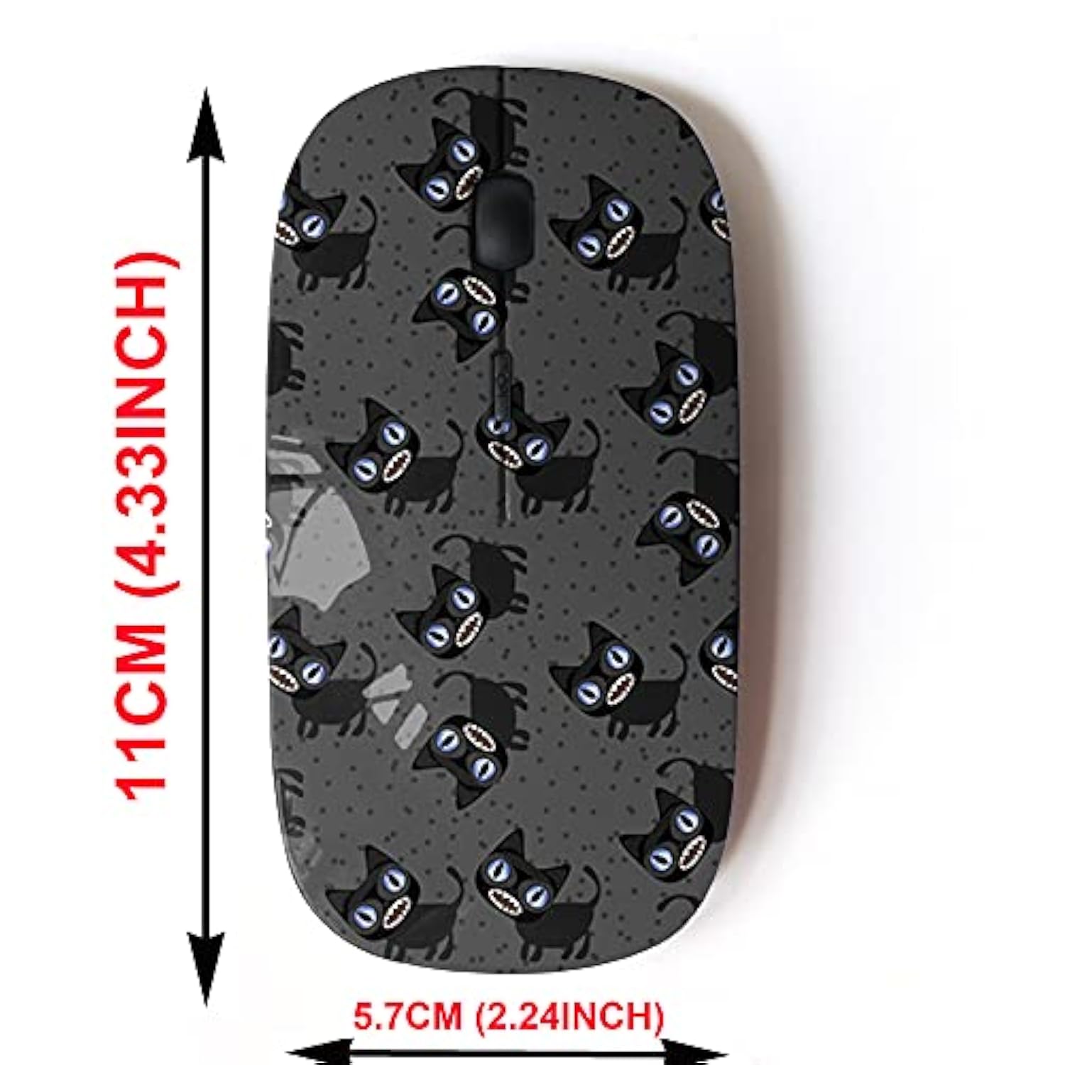 2.4G Wireless Mouse With Cute Pattern Design For All Laptops And Desktops With Nano Receiver - Funny Black Cats On Halloween