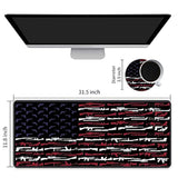 Xxl Large Gaming Mouse Pad, Ergonomic Larger Extended Gaming Mouse Pad Non-Slip Rubber Base For Work Gaming Office Home Computer + Cup Coaster, American Gun Flag Usa