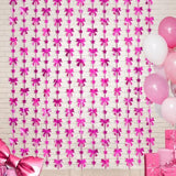 Hot Pink Bow Party Decor 2-Pack Foil Fringe Curtains Photo Booth Backdrop
