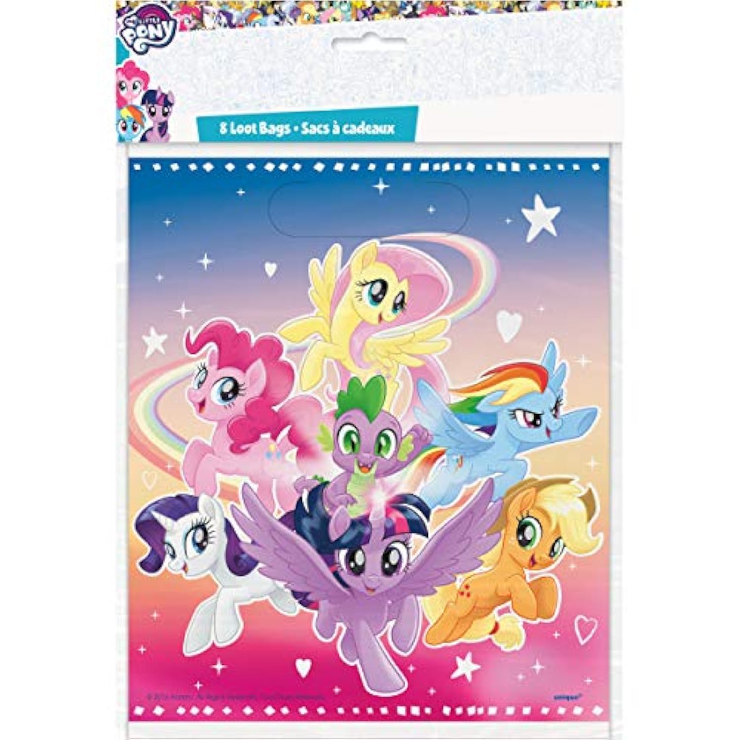 Unique My Little Pony Birthday Party Supplies Favor Bundle Pack includes 16 Plastic Loot Bags, 8 Sticker Sheets, 1 Dinosaur Sticker Sheet