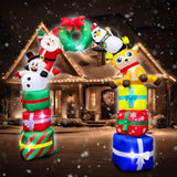 8Ft Christmas Inflatables Archway Outdoor Decorations, Santa Penguin Snowman Reindeer With Giftbags Built-In Led Lighted