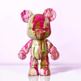 Diy Fluid Bear + Bear Keychain Painting Set, Teddy Bear Figure For Creative Fluid Art And Home Decoration (9 Inch, Pink+White+Red)