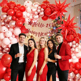 Pink Red Rose Gold Balloon Arch Kit Garland for Christmas New Year Birthday Party
