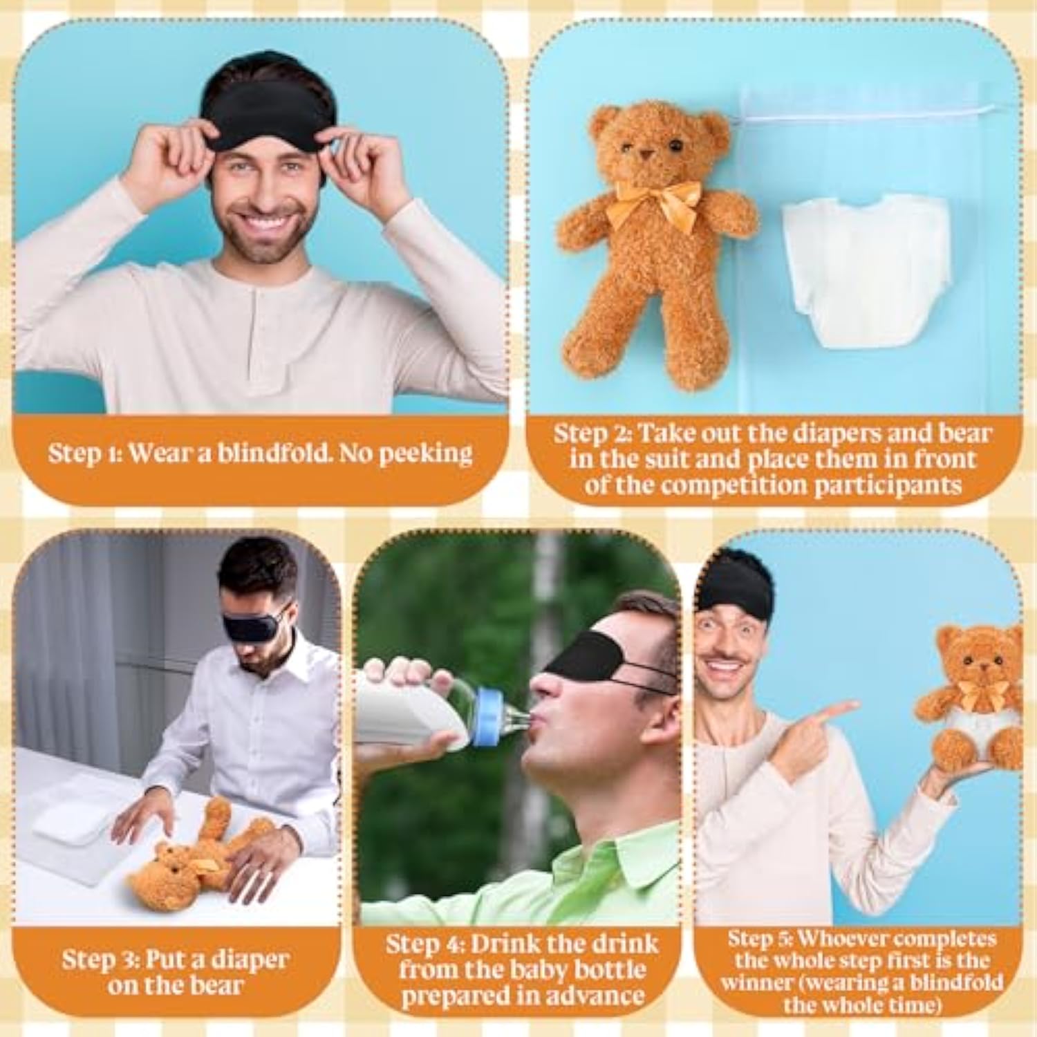 36 Pack Bear Blindfolded Diaper Changing Bottle Chug Baby Shower Games Set Boys Girls Funny Baby Dolls Diapers For Gender Reveal Bridal Shower Games Prizes Gifts For Adults