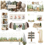One Happy Camper Birthday Decorations, Camping 1St Birthday Party Supplies With Balloon Arch Balloon Box Backdrop High Chair Banner Crown Cake Topper Table Cloth