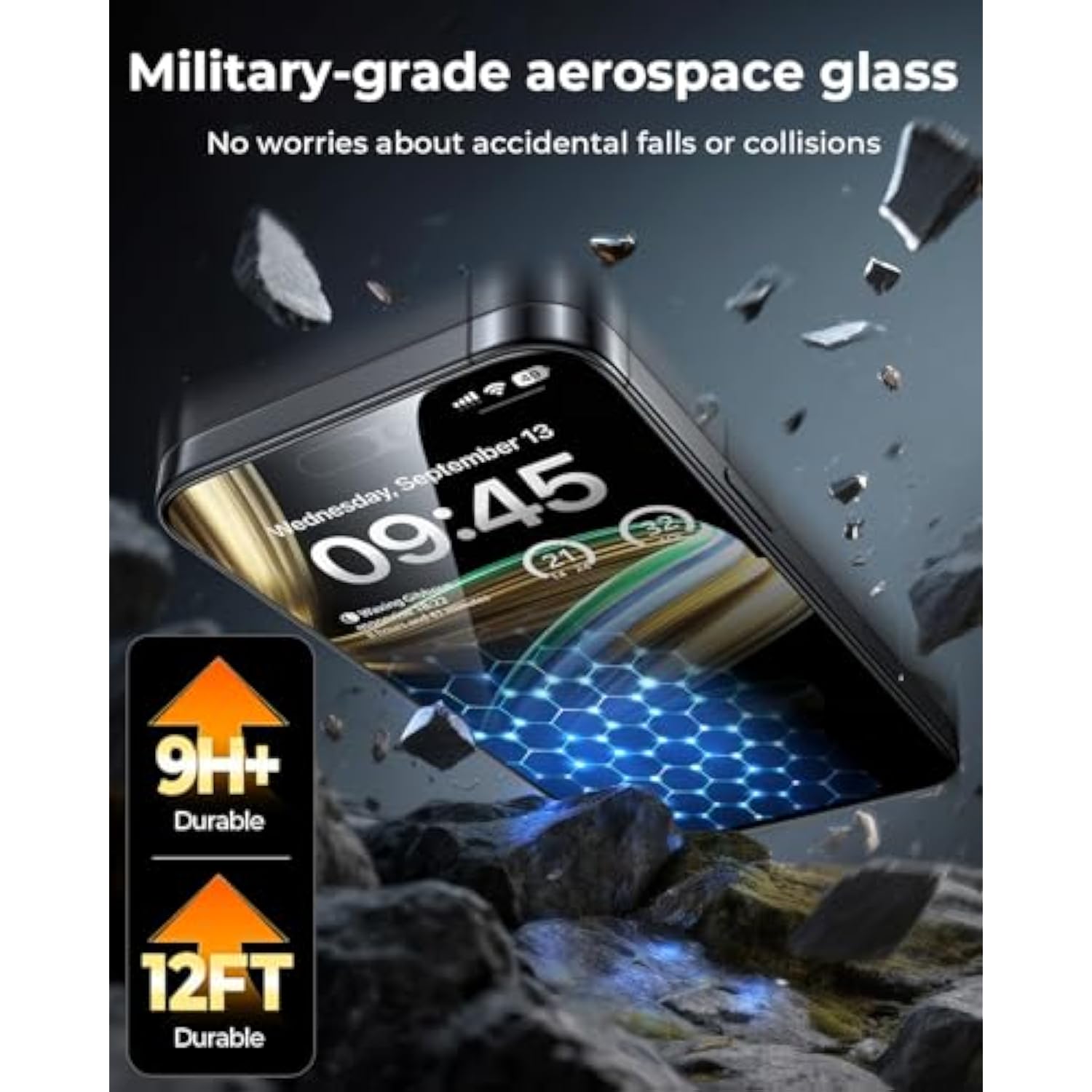 4-Pack For Iphone 16 Pro Max Screen Protector [6.9"] 9H+ Hardness 12Ft Military Grade Shatterproof Long Durable Tempered Glass Film With Flawless Fit Kit, Hd Clear, Scratch Resistant