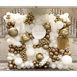 143pcs Gold White Champagne Balloon Arch Kit for Wedding, Birthday, Baby Shower