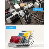 Charging Station For Multiple Devices - 6 Port Fast Charging Station For Iphone Ipad Android And Tablet - Multi Charging Stations - Phone Charging Stations With 6 Mixed Cables Included(Ul Certified)
