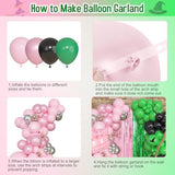 174-Pc Pink and Green Witch Balloon Garland Kit with Foil Balloons and Party Decor